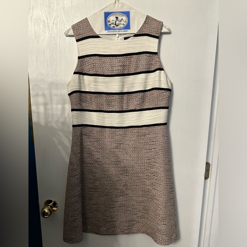 Ann Taylor Textured Black, White & Pink Mini Dress - Size 8